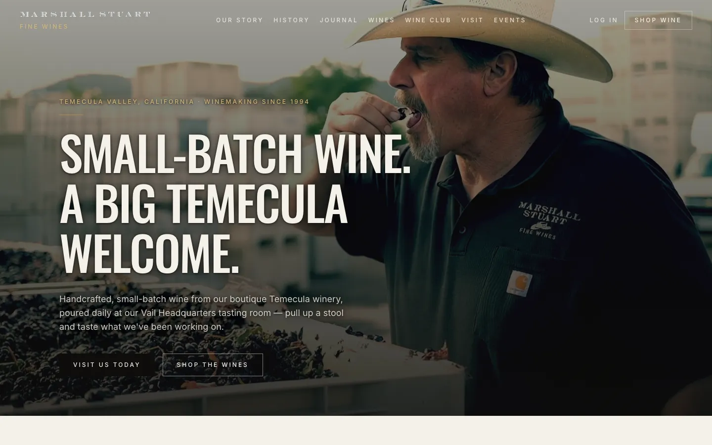 Marshall Stuart Fine Wines website homepage